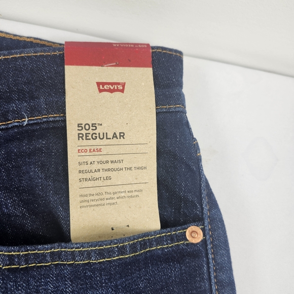 Levi's 505 Men's 36x30 Dark Wash Stretch Blue Jeans 99% Cotton NWT - Picture 5 of 8